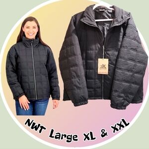 NWT XXL Thermocloud Technology Quilted Puffer Jacket w Hood & 2 Snap Pockets